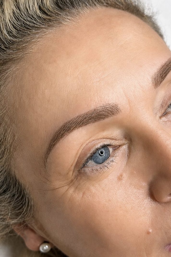 Detalle de cejas micropigmentadas