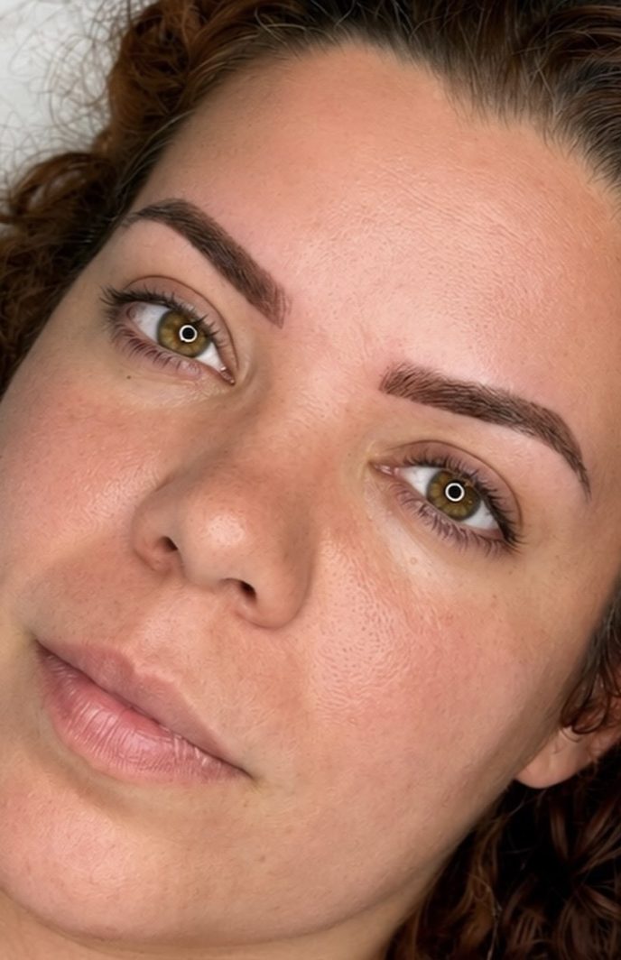 Cejas micropigmentadas, resultado cicatrizado