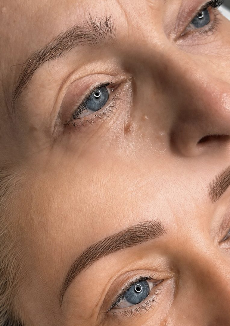 Detalle de mirada, micropigmentación sobre piel real